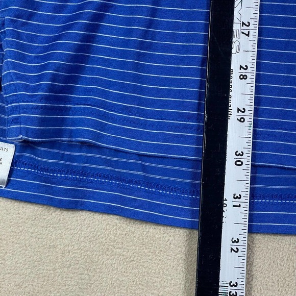 Peter Millar Mens XL Polo Golf Shirt Blue Striped Regular Fit Slit Hem - Picture 4 of 9